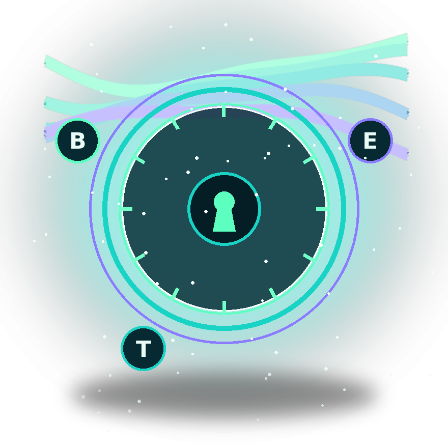 Glowing aurora vault ring with orbiting coins under northern lights
